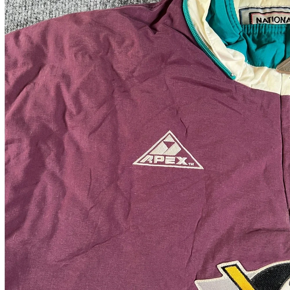 Vintage Apex One Mighty Ducks Puffer Jacket Mens Large Eggplant‎ 90s Quarter Zip